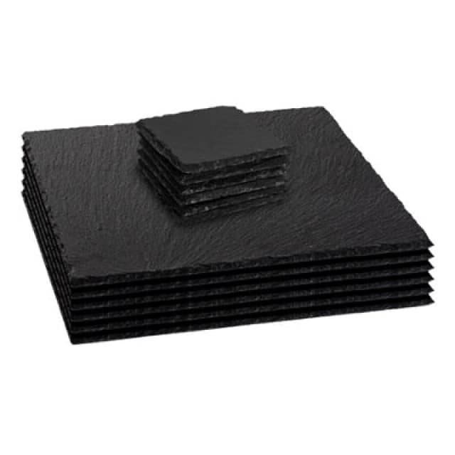 Argon Tableware 12 Piece Square Slate Placemats & Coasters Set