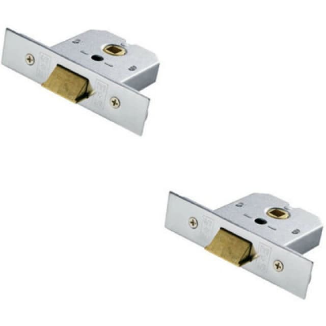 Loops 2x 76mm Flat Mortice Door Security Latch Fire Door Rated Satin Chrome Multi unisex