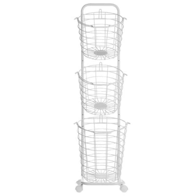 Beliani Basket Stand Ayapal With Wheels Metal White