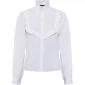 French Connection Zaves Organic Poplin Ruffle Blouse - White