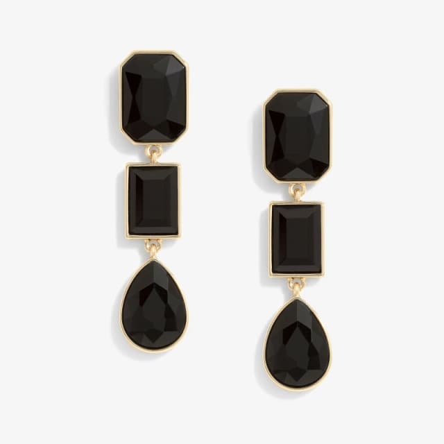 Mood Gold Black Statement Facet Linear Drop Earrings Jewellery Sets One Size Gold 72791210000
