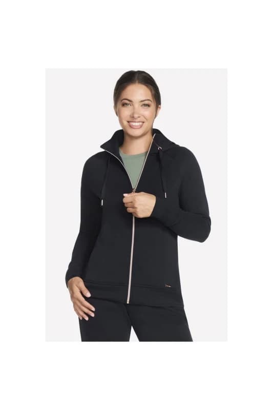 Skechers Womens Skechluxe Elevate Hooded Jacket in Black Size: Medium Black Female M