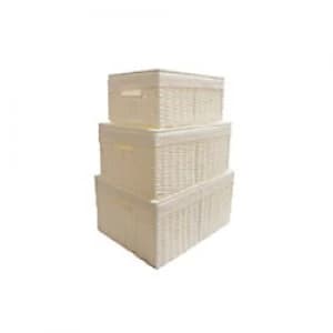 ARPAN Storage Basket Paper Rope White 25.5 x 28 x 28cm Set of 3