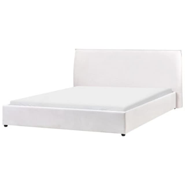 Beliani Bed Velvet Lavaur 180 X 200 Cm (Eu Super King) Off-White