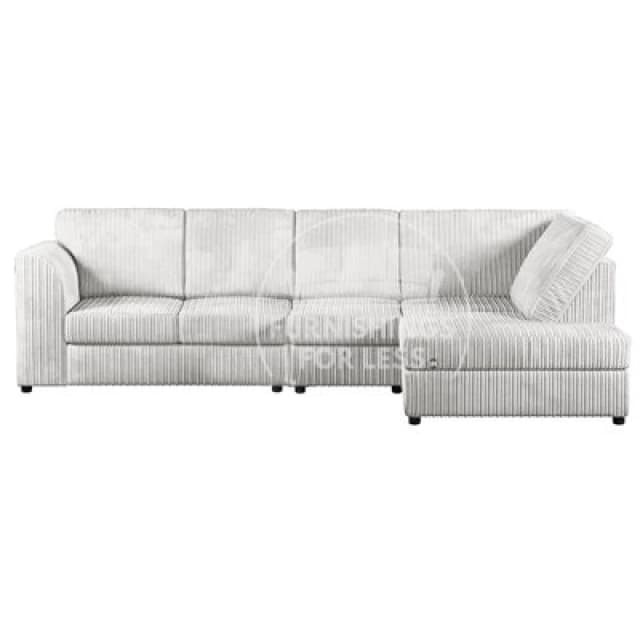 Furnishings For Less UK Luxor Silver Jumbo Cord 4 Seater Corner Sofa Right Hand Facing - Full Back