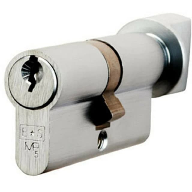 Loops 70mm EURO Cylinder & Thumbturn Lock Keyed to Differ 5 Pin Satin Chrome Multi unisex