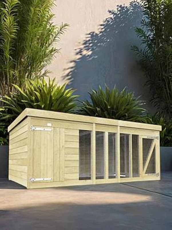 DIY Sheds 10 x 6 Dog Kennel And Run, Brown 10X6DKSH
