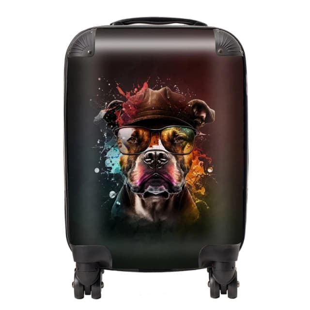 Warren Reed Designer Staffordshire Bull Terrier Dog Splashart Suitcase - Large