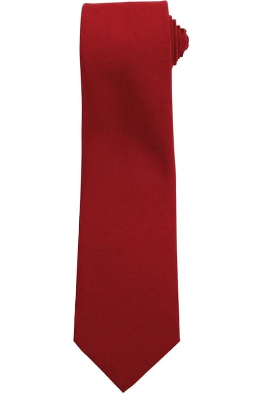 Premier Premier Plain Polyester Tie in Burgundy Burgundy One Size Unisex 5063470682881