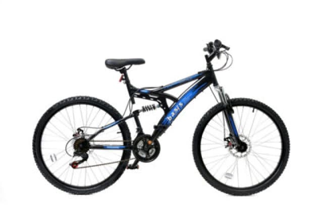 Basis 1 Full Suspension Mountain Bike - 26" Wheel - 18 Speed Black Blue