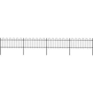 Garden Fence with Hoop Top Steel 6.8x0.8 m Black Vidaxl Black