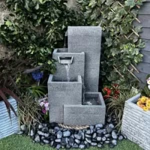 Tranquility Water Features - Grey Contemporary 4 Pillars Mains Powered Water Feature