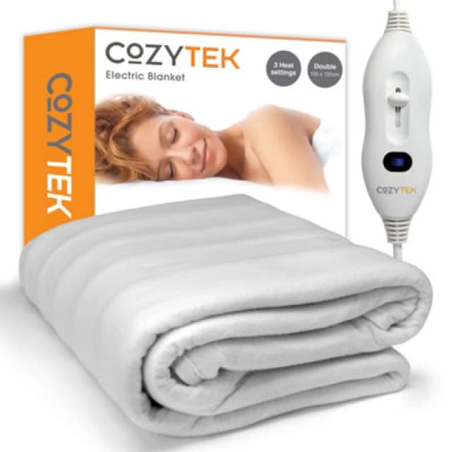 Cozytek Electric Blanket Bed Polyester Detachable Control Under blanket 3 Heat Settings White Heated Single/Double/King Size White