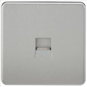 KnightsBridge Screwless Brushed Chrome Telephone Master Socket Flush Wall Socket