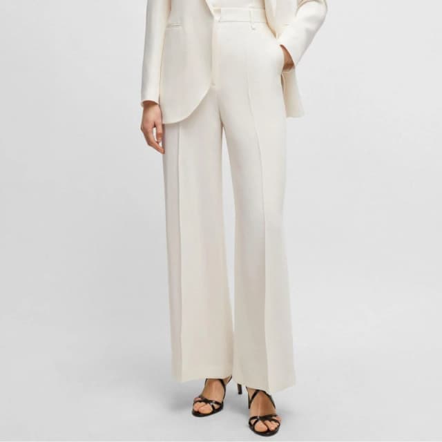 Boss Tikela High-Waisted Relaxed-Fit Trousers White female 6