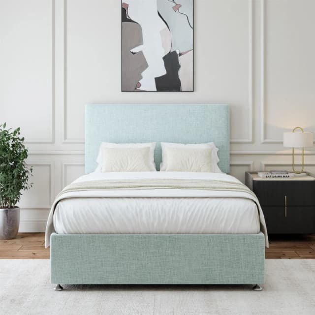 Bedmaster Bedmaster Linen 2 Drawer Divan Base And Plain Headboard in Light Brown Size: Double Light Brown Double Unisex 9501964927231