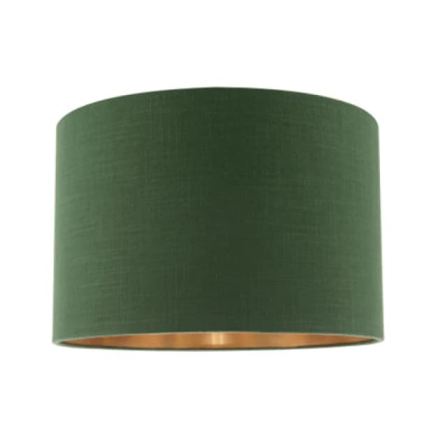 Happy Homewares Modern Forest Green Cotton Lamp Shade With Brushed Gold Inner Lining