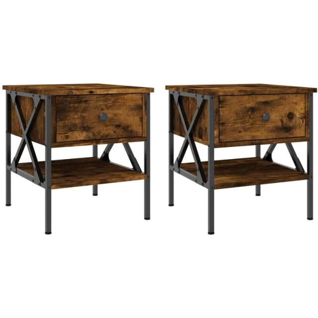VIDAXL Bedside Tables 2 pcs Smoked Oak 40x42x45cm Engineered Wood Vidaxl 8720845939175