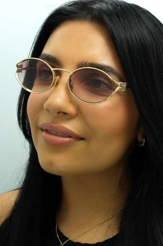 Miu Miu Miu Miu Women Oval Gold Brown Gradient Violet MU52YS Gold One Size Female 8056597886918