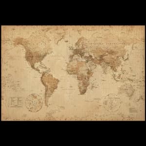 World Map Antique Style Maxi Poster