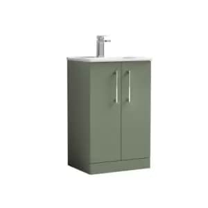 Nuie Arno 500mm Floor Standing 2 Door Vanity & Basin 2 Satin Green