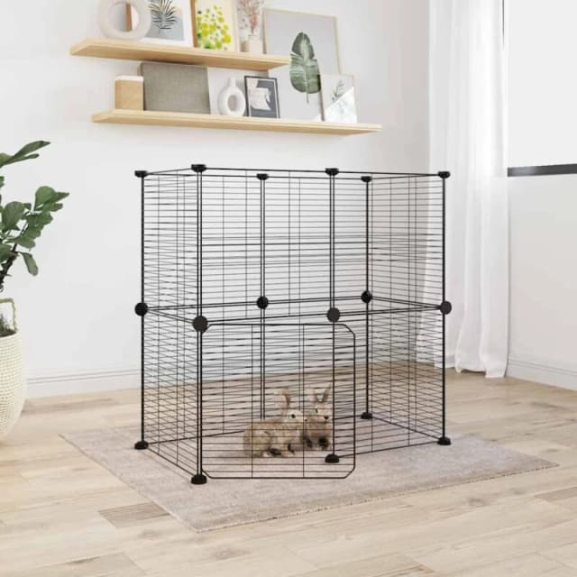 VIDAXL Vidaxl - 12-Panel Pet Cage with Door Black 35x35cm Steel 8720287190691