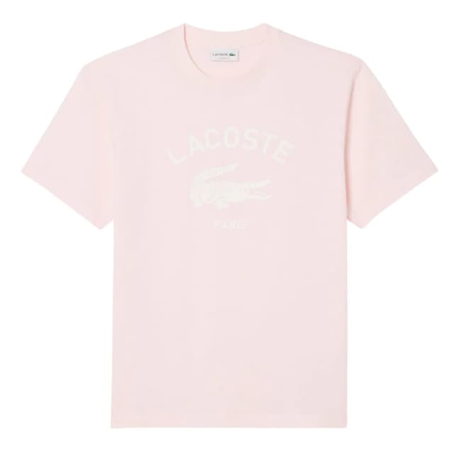 Lacoste Signature Print Cotton T-Shirt Pink male M
