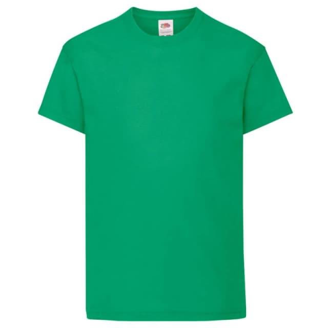 Fruit of the Loom Original Short Sleeve T-Shirt in Green Size: 12-13 Years Green Unisex 12-13 Years
