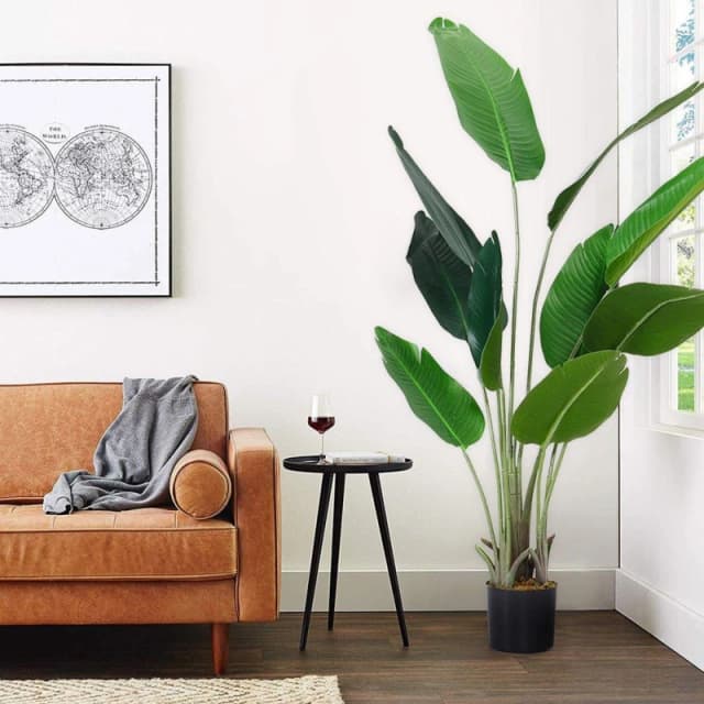 LIFE IDEAS Artificial Banana Leaf Tree Faux Large Plants Green Black unisex One size