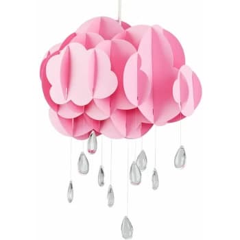 Minisun - Pink Layered Rain Cloud Ceiling Pendant Light Shade with Acrylic Jewel Raindrop Water Droplets - No Bulb