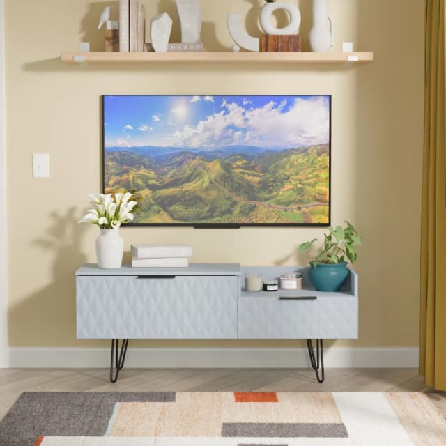 Ready Assembled 2 U Islay 2 Drawer Coffee TV Unit (Ready Assembled) in Light Blue Light Blue Unisex