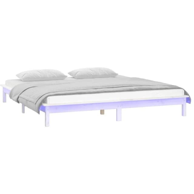 vidaXL LED Bed Frame White 120x200cm Solid Wood, White 820602