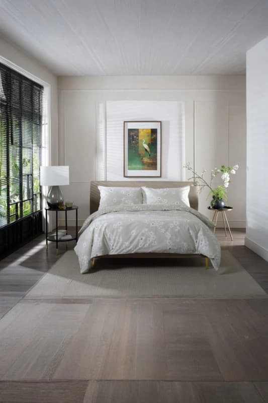 The Lyndon Company The Lyndon Company Petite Fleure Printed 100% Cotton Duvet Cover Set with Piped Edges in Natural Size: Single Natural Single Unis