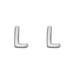 Sterling Silver Alphabet Letter L Stud Earrings