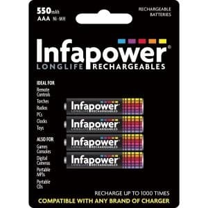 INFAPOWER AAA 550MAH NI-MH Rechargeable Batteries (4-Pack) B009