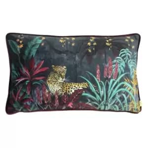 Zinara Leopard Rectangular Cushion Black