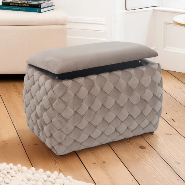 Artemis Home Plumeo Velvet Storage Ottoman in Taupe Unisex
