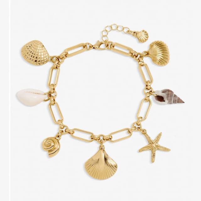 Inicio Gold Plated Real Shell Charm Bracelet - Gift Pouch Gold female One Size