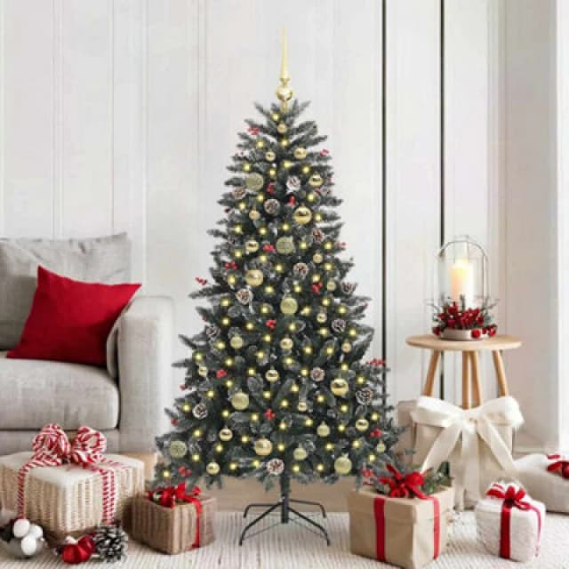vidaXL Artificial Christmas Tree with Stand, Gold Balls Green 83.5 x 83.5 x 150 cm, Green 3395872