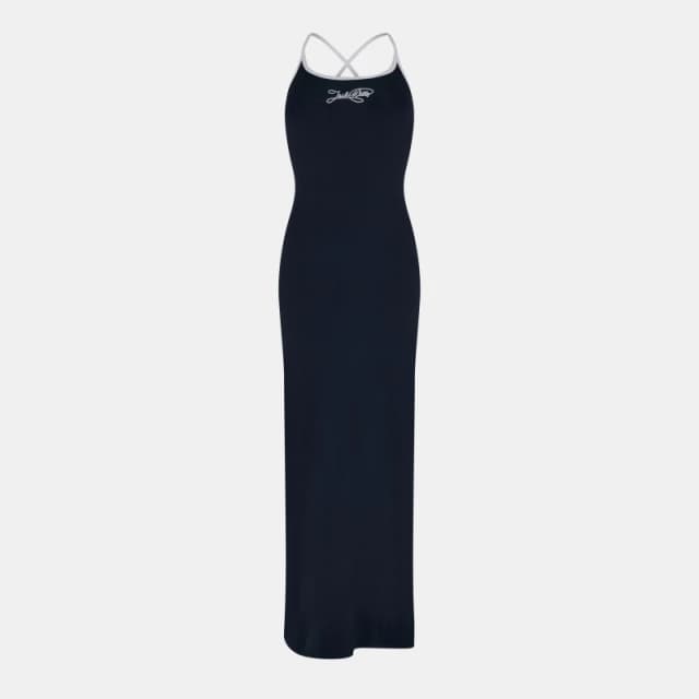 Jack Wills Womens JW Chain Stitch Maxi Dress Navy/White female 6 (2XS)
