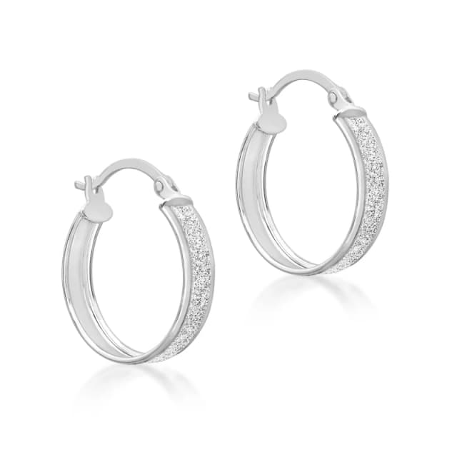 Be You 9ct White Gold Stardust Hoops White Gold female One Size