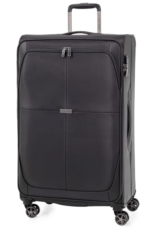 Gino Ferrari Omis Premium Lightweight Soft Shell Suitcase, Wheeled TSA Hold Luggage in Black Size: Large Black Unisex Large