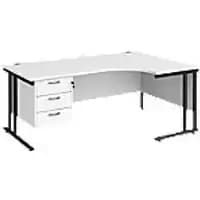 Dams International Right Hand Ergonomic Desk MC18ERP3KWH 1,800 x 1,200 x 725 x 800 - 990 mm
