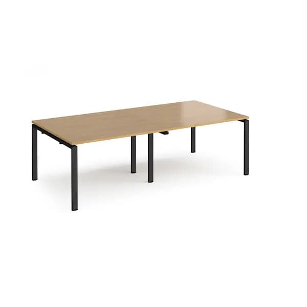 Adapt Rectangular Office Boardroom Table - Oak - Black Frame - W2400mm