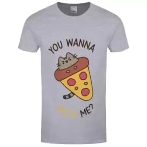 Pusheen Mens You Wanna Pizza Me T-Shirt (XL) (Grey)