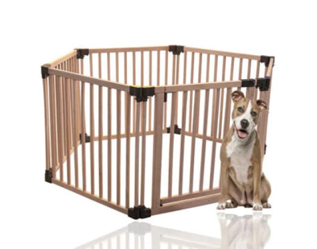 Bettacare Wooden Dog Pen, Hexagon, 6 X 80Cm, Natural Wood, 76Cm High, Dog Pen For Pets And Puppy, Dog Playpen, Indoor Dog Yard