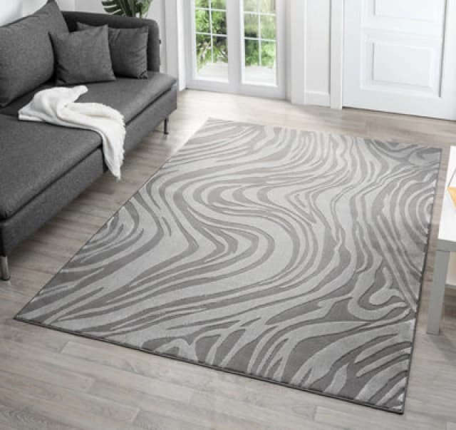 Vellure Modern Indoor Living Room Area Rug Embossed Metallic Sheen Marble Design Anthracite 120X170 Cm