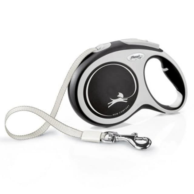 Flexi New Comfort Tape L Grey & Black 8M Retractable Dog Lead Up To 50Kgs