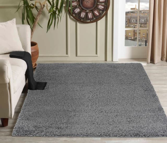 Desire Rugs Plain Living Room Shaggy Area Rugs Dark Grey 160X230 Cm