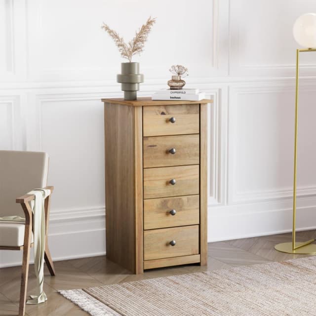 Lassic Vida Designs Panama 5 Drawer Narrow Chest Pine unisex 5 Drawer